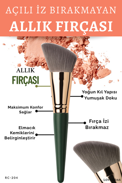 Lovendas RC-204 Premium Açılı İz Bırakmayan Allık Fırçası