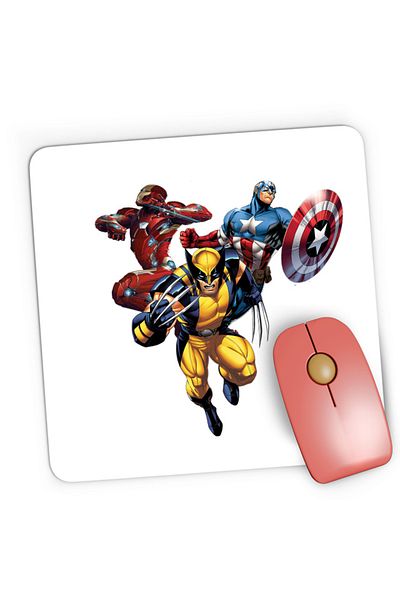 OEM Mousepad Gaming Wolverine Captain America Ironman Superheroes, 21x19 см