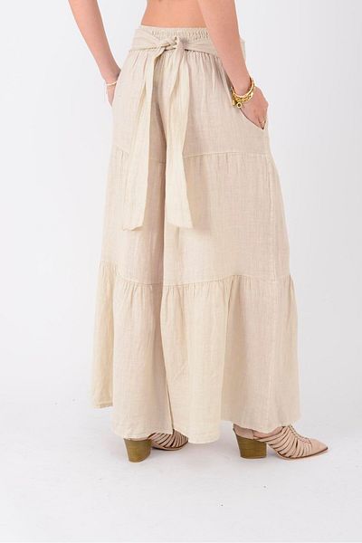 Park Moda 14740 Bow Detail Volan Linen Pants