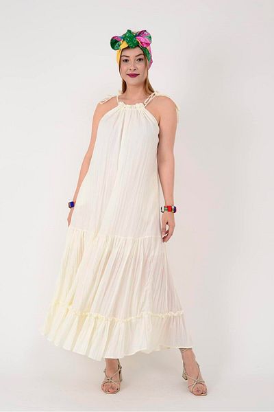 Park Moda AN10663 Ακατέργαστο Φόρεμα Μποέμ με Ρυθμιζόμενο Λουράκι