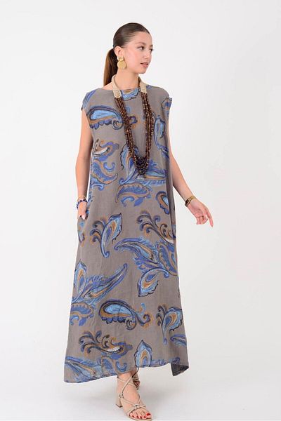 Park Moda 25109 LOVA ΦΟΡΕΜΑ ΛΙΝΟ ΦΟΡΕΜΑ ΜΕ ΛΕΠΤΟΜΕΡΗ ΣΑΛΙΟ ΜΕ ΚΟΥΜΠΙ ΠΙΣΩ