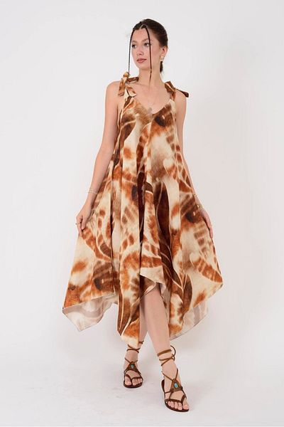 Park Moda 6512 ΦΟΡΕΜΑ ΑΣΥΜΜΕΤΡΙΚΟ ΛΙΝΟ ΜΕ ΣΧΕΔΙΟ ΜΠΡΟΣΤΑ ΠΙΣΩ ΜΕ ΛΑΝΤΑΝΙΑ Β