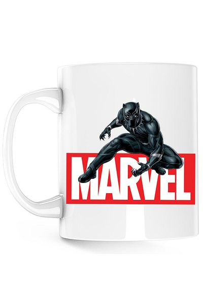 OEM Cana Black Panter Marvel Logo Feline Superhero, alba, 330 ml