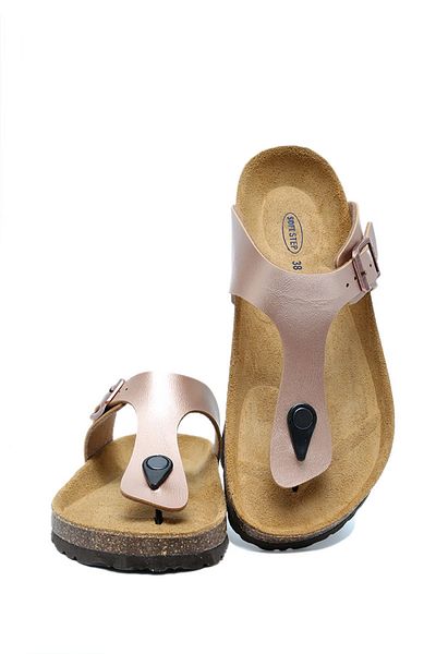 Kifidis Ks8871Sk Soft Step Women's Flip Flops Cork Slippers 36-41 44 - Rose Gold