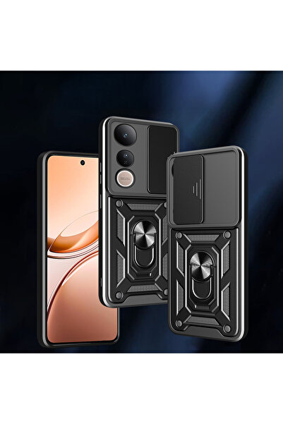 m.tk moveteck Vivo V50 Lite 4G Kılıf Kamera Korumalı Sürgülü Yüzüklü Armor Military Tank Kızaklı Sert Kapak
