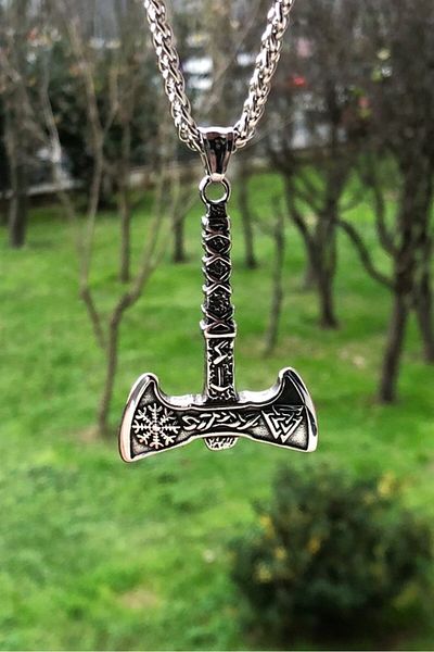 Viking Gothic Skull & Dragon & Pentagram Anti-Tarnish & Stainless Vintage 316L Steel Necklace
