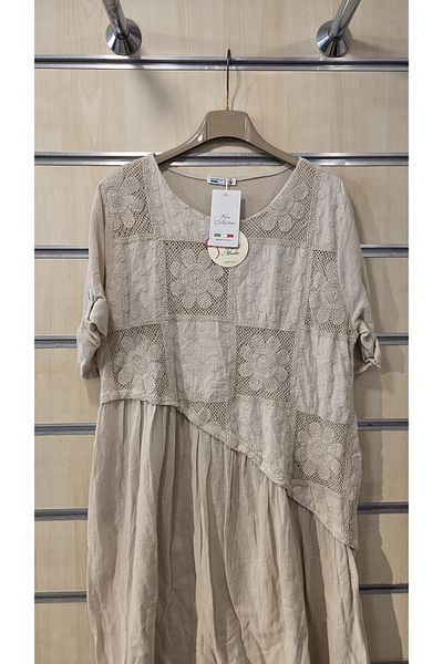 Park Moda Ιταλικό βαμβακερό φόρεμα με λουλούδια με ασύμμετρη κοπή