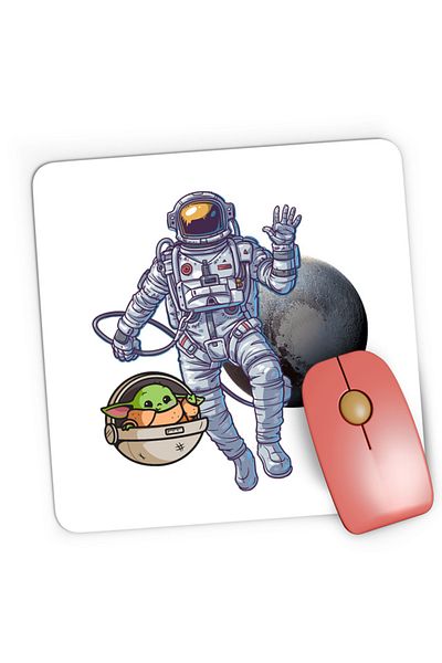 OEM Mousepad Gaming NASA Astronaut Star Wars Baby Yoda Pluto Adorable Heart, 21x19 см
