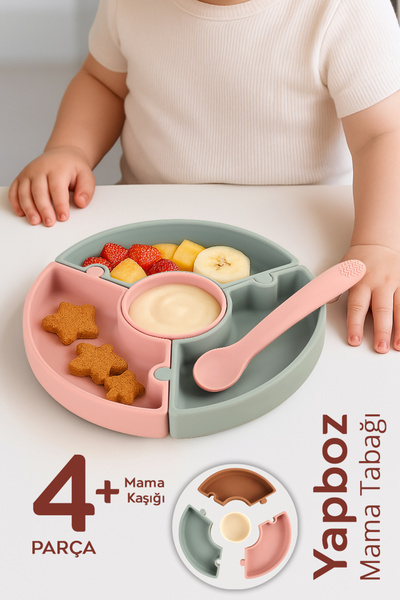 Meleni Baby مجموعة ملاعق أطباق طعام بازل - ملاعق سيليكون ذات قاعدة مفرغة من ا...