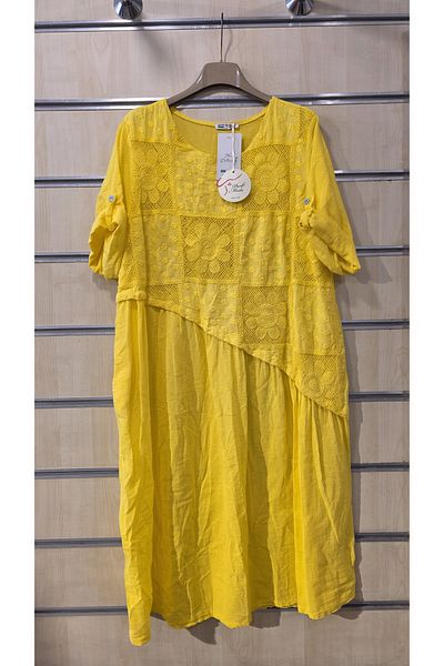 Park Moda Italian Cotton Dress Floral Lace Asymmetrical Cut