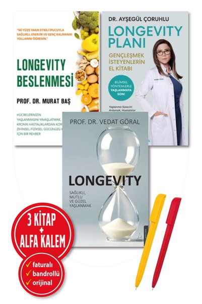 Destek Yayınları Alfa Kalem+ Longevity Beslenmesi+Longevity Planı 3 Kitap (Murat Baş+Ayşegül Çoruhlu+Vedat Göral)