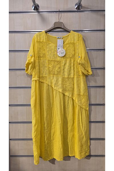 Park Moda Italian Cotton Dress Floral Lace Asymmetrical Cut
