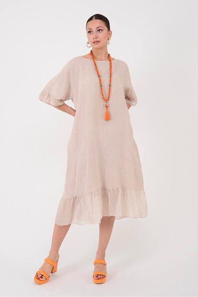 Park Moda 9693 Lova Silk Detail Linen Dress
