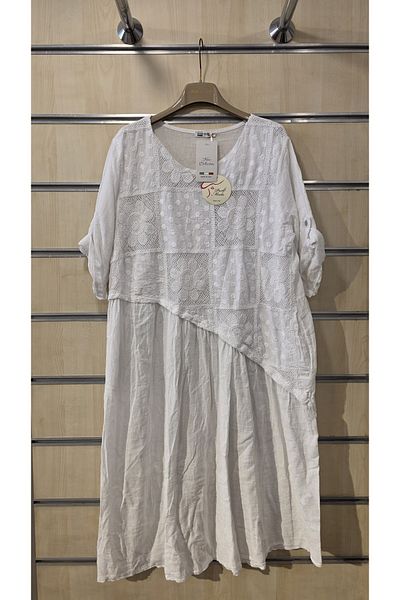 Park Moda Italian Cotton Dress Floral Lace Asymmetrical Cut