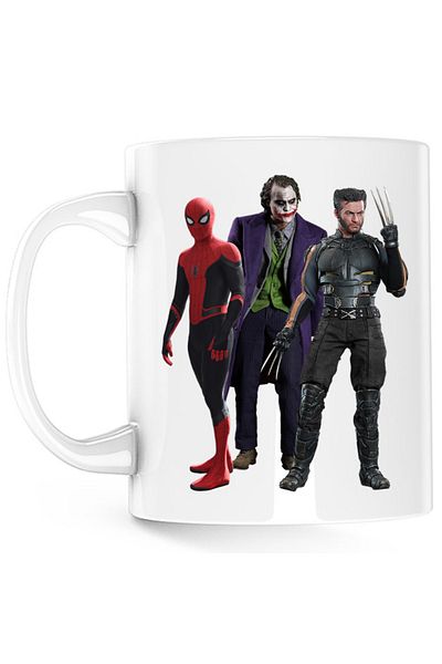 OEM Cana Spiderman Wolverine Joker Marvel DC American Comics, alba, 330 ml