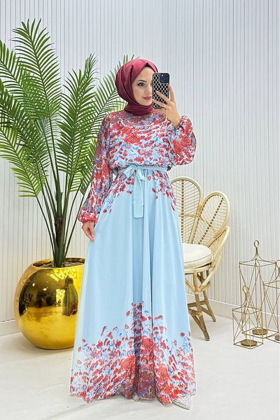 Neşeli Butik γυναικείο φόρεμα με σιφόν με λουλουδάτο μοτίβο NMS070