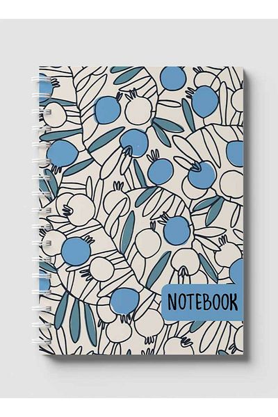 LOWHA Spiral Notebook with Front and Back Hard Covers Featuring Pomegranates Branches Drawing Design