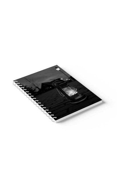 LOWHA Spiral Notebook with Front and Back Hard Covers Featuring Night Lamp Design