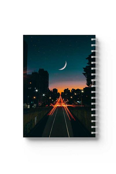 LOWHA Spiral Notebook with Front and Back Hard Covers Featuring Night on the City Design