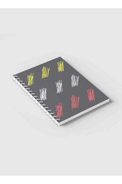 LOWHA Spiral Notebook with Front and Back Hard Covers Featuring Doodle Brushes Design