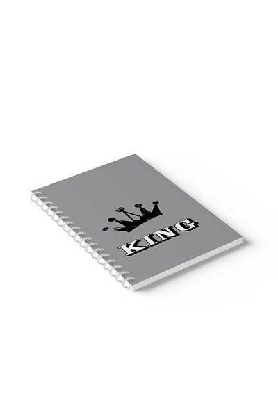 LOWHA Spiral Notebook with Front and Back Hard Covers Featuring king with Crown Design