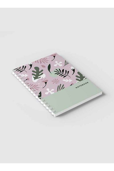 LOWHA Spiral Notebook with Front and Back Hard Covers Featuring Floral Pink Design