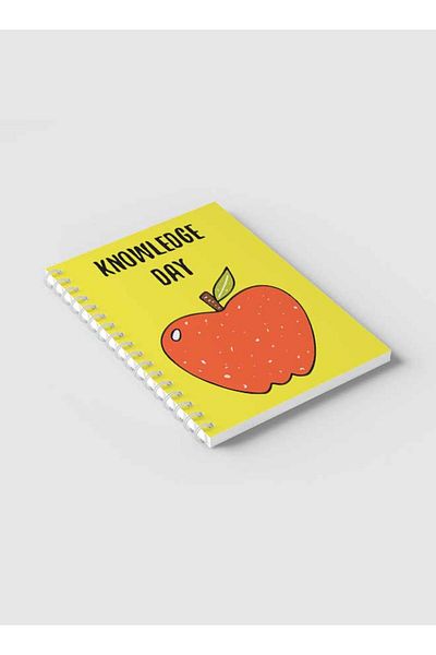 LOWHA Spiral Notebook with Front and Back Hard Covers Featuring Knowledge Day Apple Design