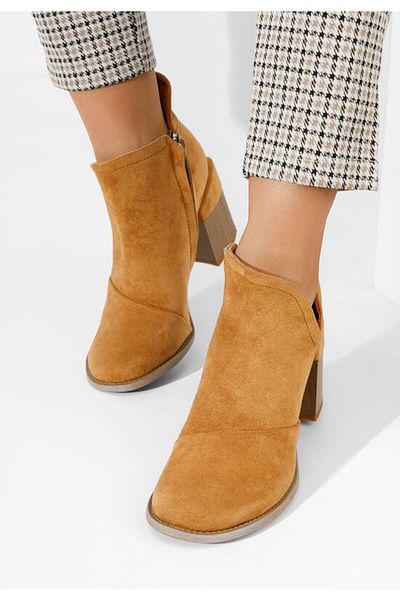 B T Shoes Odeisa camel chunky heel ankle boots