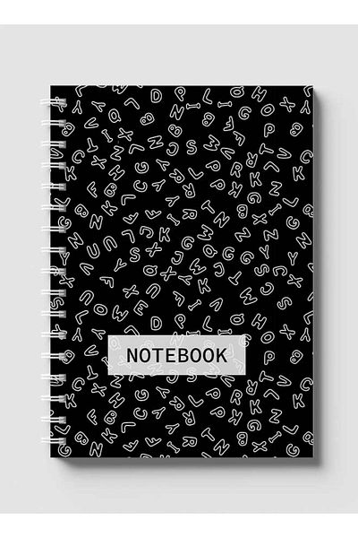 LOWHA Spiral Notebook with Front and Back Hard Covers Featuring Letters Design