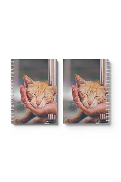 LOWHA دفتر ملاحظات حلزوني مع غلافين أمامي وخلفي صلبين بتصميم قطة