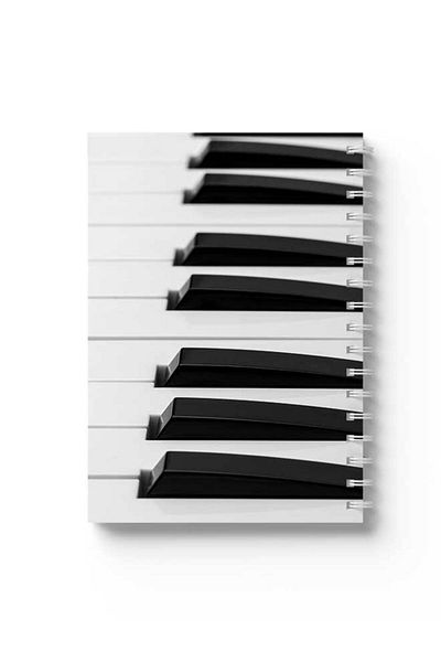 LOWHA Spiral Notebook with Front and Back Hard Covers Featuring Piano Keys Design