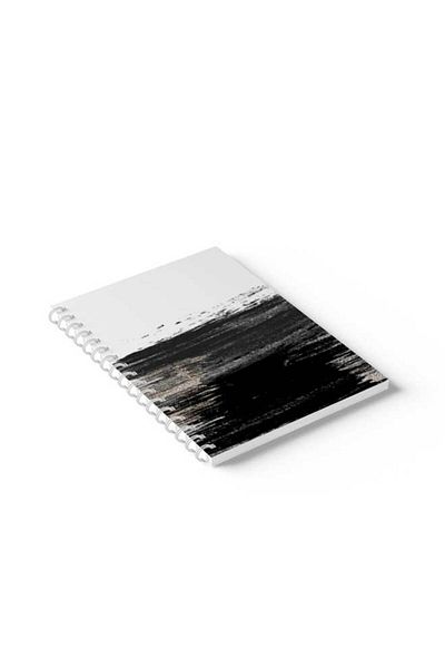 LOWHA Spiral Notebook with Front and Back Hard Covers Featuring Black Paint Design