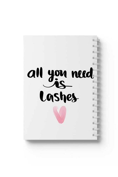 LOWHA Spiral Notebook with Front and Back Hard Covers Featuring All You Need Is Lashes Design