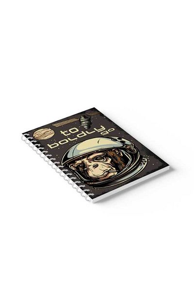 LOWHA Spiral Notebook with Front and Back Hard Covers Featuring to Boldly Go Design