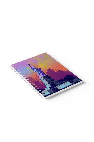 LOWHA Spiral Notebook with Front and Back Hard Covers Featuring Statue of Liberty Design