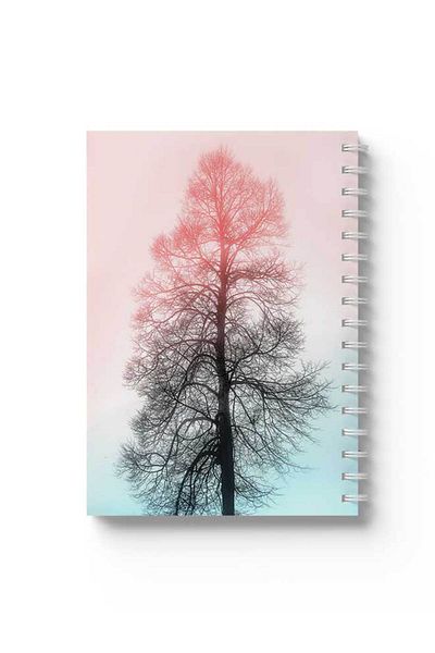 LOWHA Spiral Notebook with Front and Back Hard Covers Featuring Tree Design