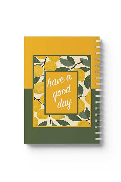 LOWHA Spiral Notebook with Front and Back Hard Covers Featuring Have A good Day with Lemon Design