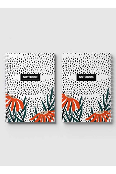 LOWHA Spiral Notebook with Front and Back Hard Covers Featuring Floral & Dots Design