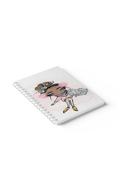 LOWHA Spiral Notebook with Front and Back Hard Covers Featuring Painted Girl Design
