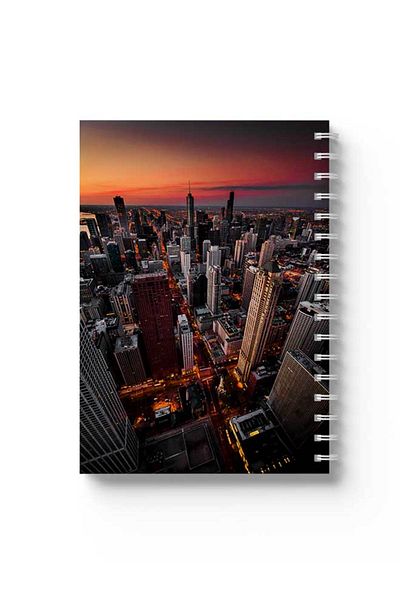 LOWHA Spiral Notebook with Front and Back Hard Covers Featuring City View Design