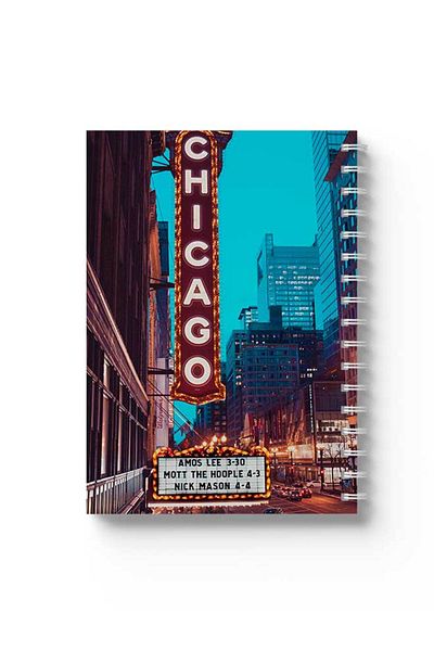 LOWHA Spiral Notebook with Front and Back Hard Covers Featuring Chicago Design