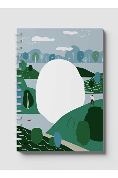 LOWHA دفتر ملاحظات حلزوني مع غلافين أمامي وخلفي صلبين يتميز بتصميم طبيعي أخضر