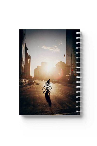 LOWHA Spiral Notebook with Front and Back Hard Covers Featuring Riding in the Streets Design