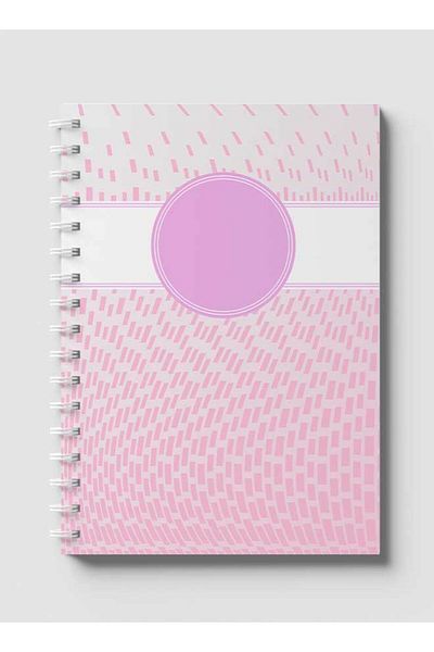 LOWHA Spiral Notebook with Front and Back Hard Covers Featuring Abstract Pink & White Cube Design