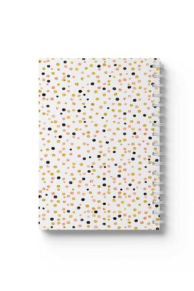 LOWHA Spiral Notebook with Front and Back Hard Covers Featuring Colourful Dots Design