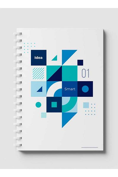 LOWHA Spiral Notebook with Front and Back Hard Covers Featuring Abstract Smart Idea Design