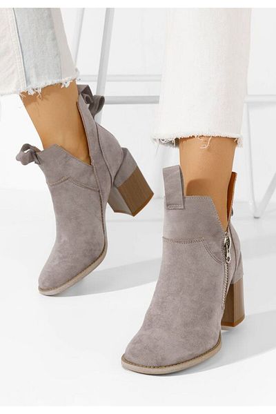 B T Shoes Iriel grey heeled ankle boots