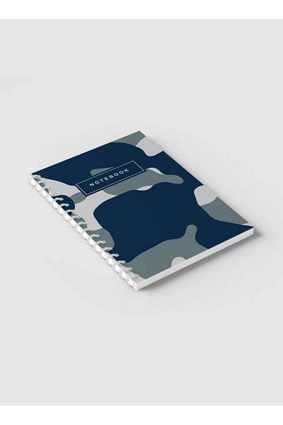 LOWHA Spiral Notebook with Front and Back Hard Covers Featuring Army Camouflage Abstract Design