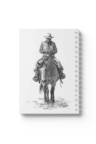 LOWHA Spiral Notebook with Front and Back Hard Covers Featuring Man with Horse Design