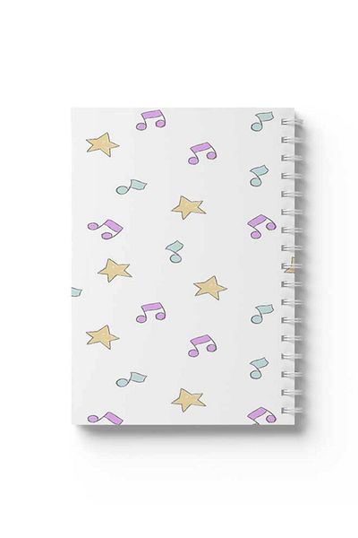 LOWHA Spiral Notebook with Front and Back Hard Covers Featuring Music And Stars Design
